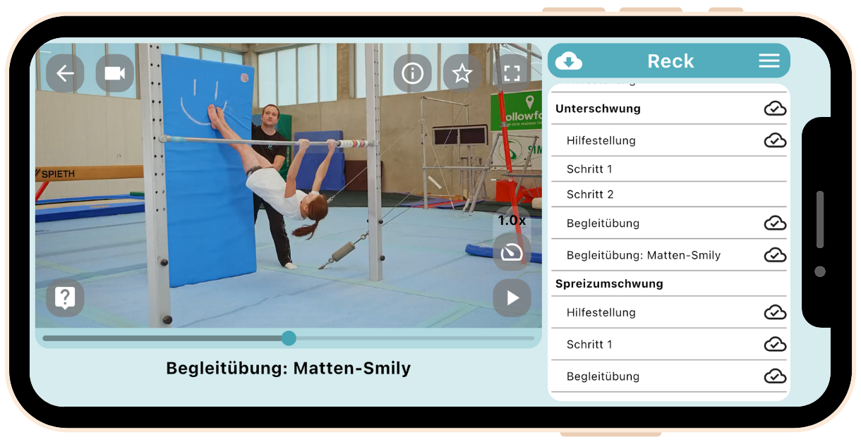 Methodischer Lernweg am Reck in der Turnlehrer-App