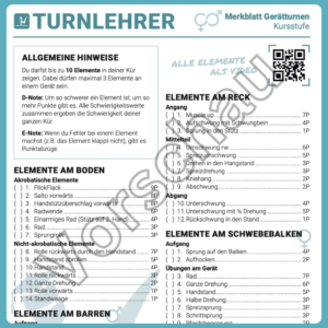 Turnkür erstellen und bewerten | Elemente-Liste | Unter-, Mittel- und Oberstufe [Digital]